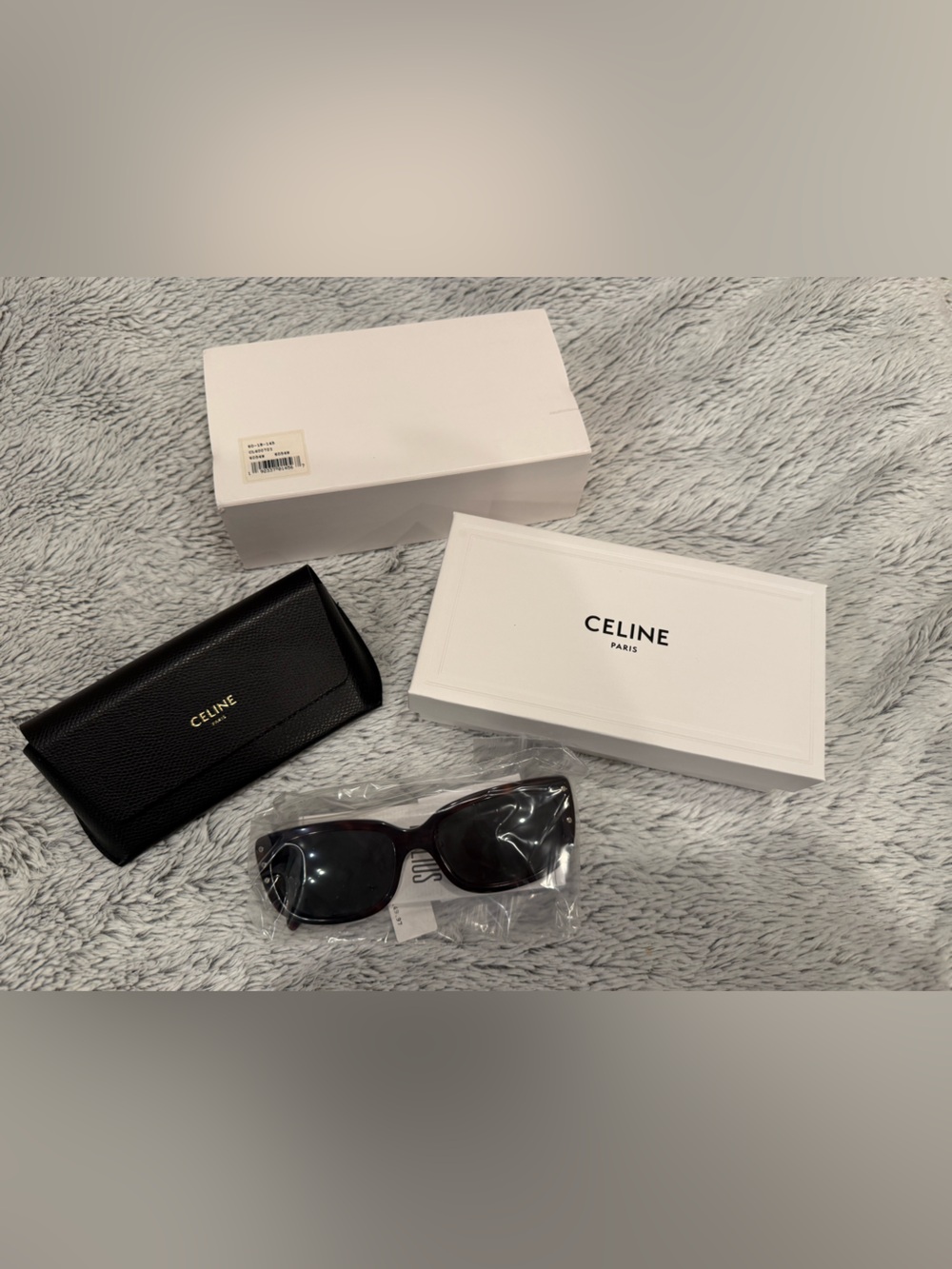 NEW CELINE Paris Havana Tortoise Rectangular Sunglasses w/ Case Box $500 Retail